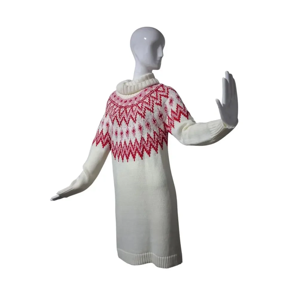 Francesca's Alberta Women's size XL Long Sleeve Fairisle Sweater Mini Prep Dress